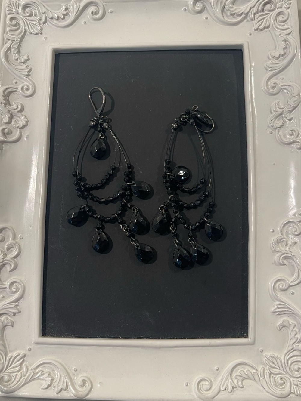 Black Teardrop Chandelier Earrings - Women Jewelry